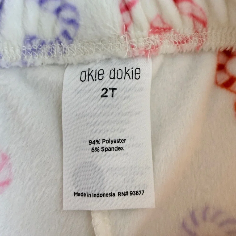 Okie Dokie‎ Kids 2T Set Fleece Candy Cane Heart Print Long Sleeve Pants